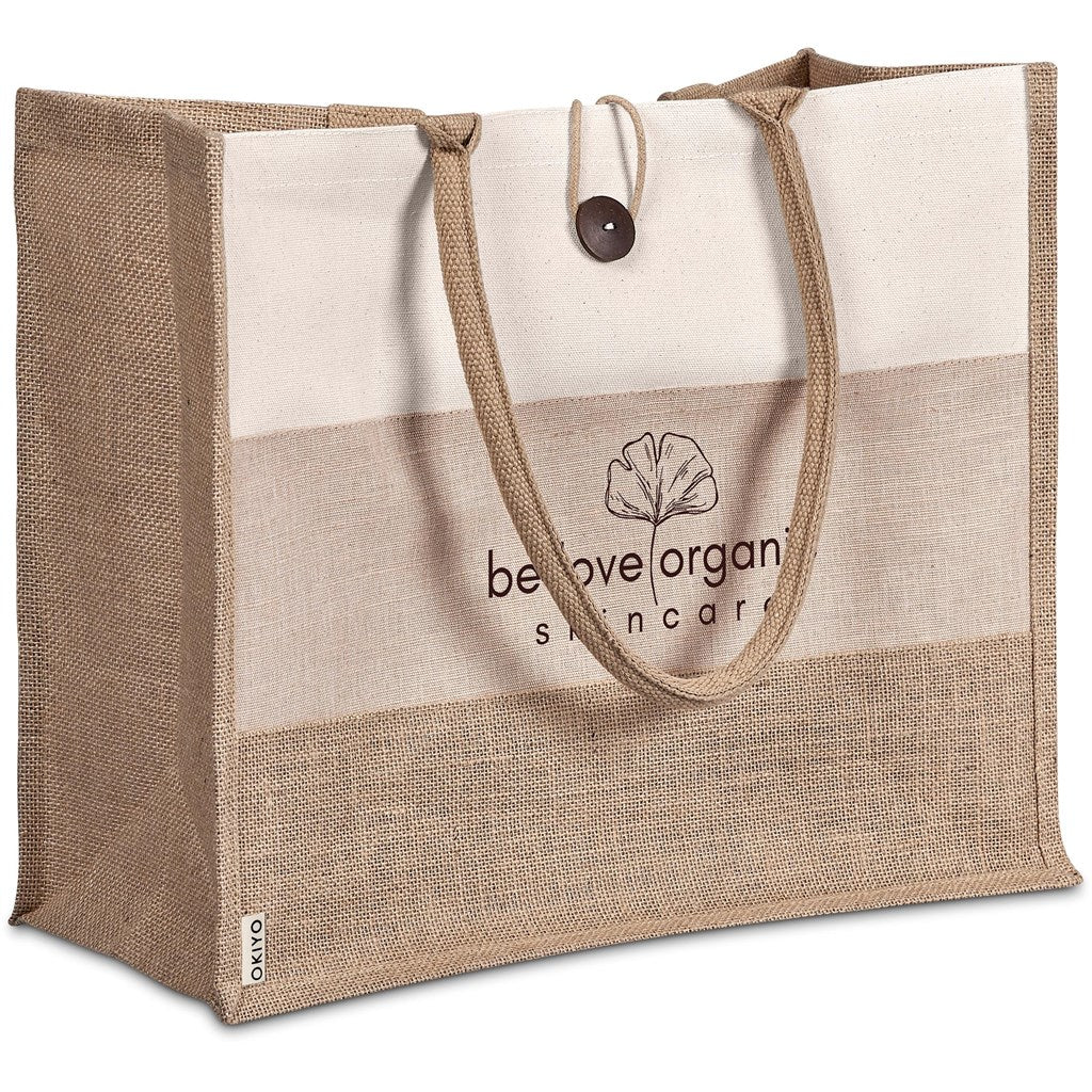 Okiyo Fukei Jute & Cotton Tote with Comfortable Handles - Brand your company Logo! Get a quote - Promo Lingo