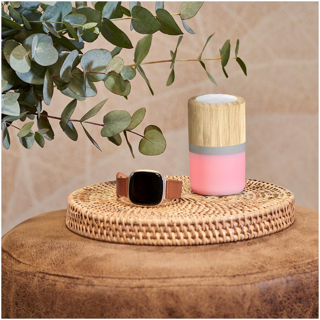 Okiyo Heiwa Bamboo Bluetooth Speaker & Night Light - Brand your company Logo! Get a quote - Promo Lingo
