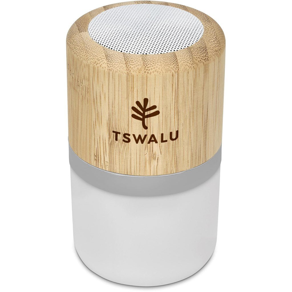 Okiyo Heiwa Bamboo Bluetooth Speaker & Night Light - Brand your company Logo! Get a quote - Promo Lingo