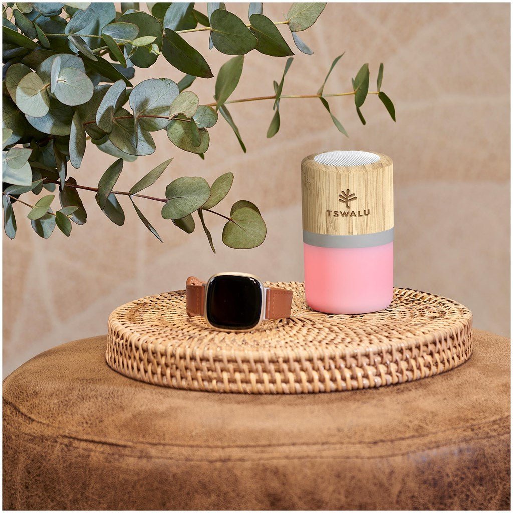 Okiyo Heiwa Bamboo Bluetooth Speaker & Night Light - Brand your company Logo! Get a quote - Promo Lingo