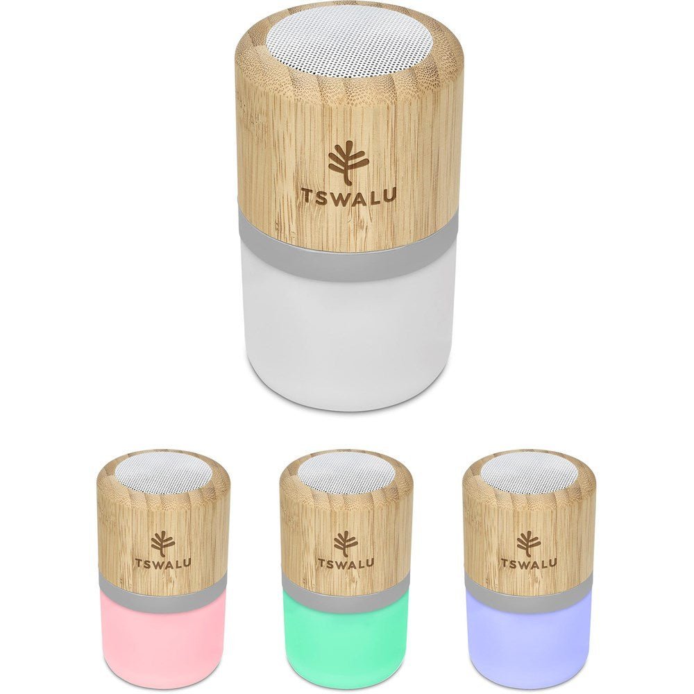 Okiyo Heiwa Bamboo Bluetooth Speaker & Night Light - Brand your company Logo! Get a quote - Promo Lingo