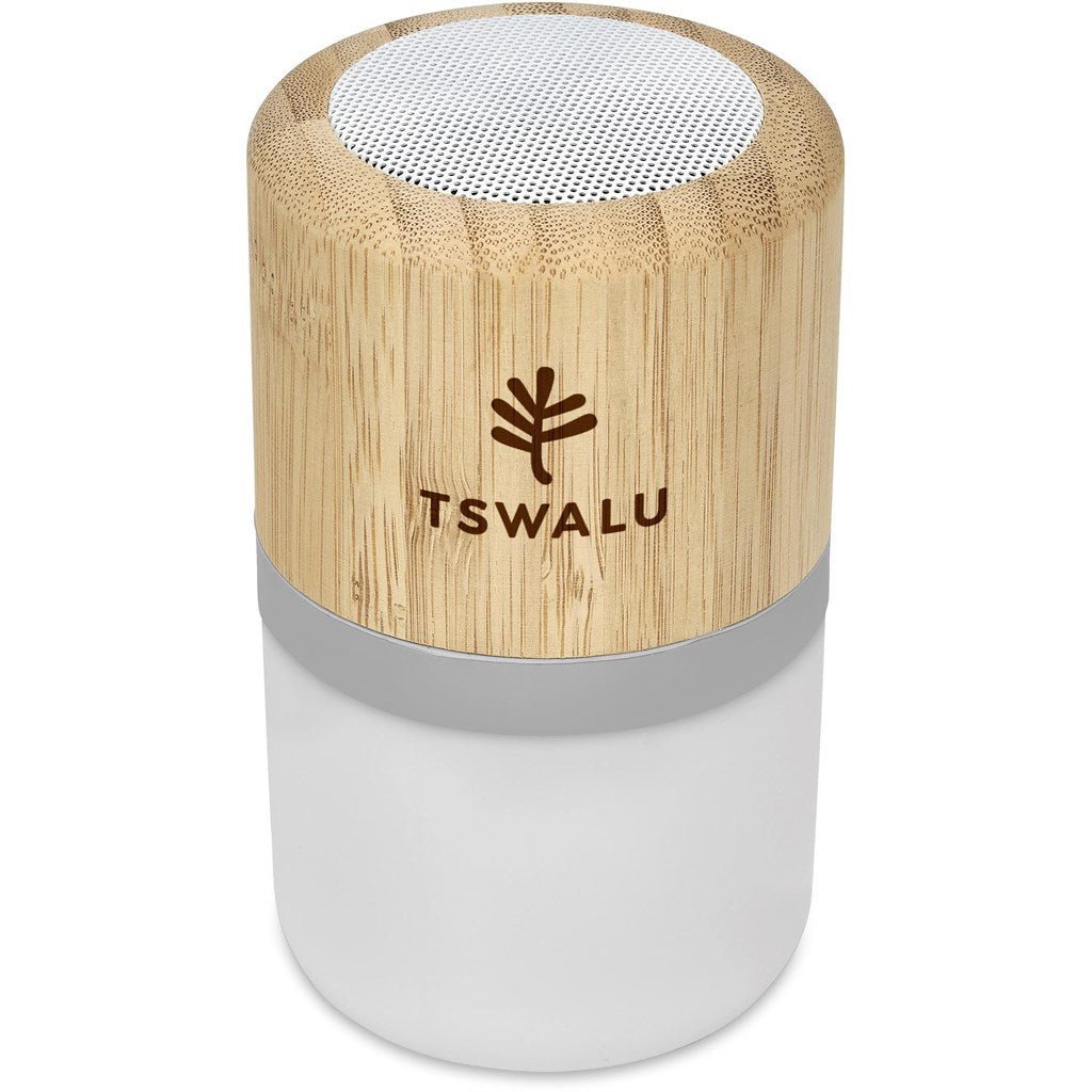 Okiyo Heiwa Bamboo Bluetooth Speaker & Night Light - Brand your company Logo! Get a quote - Promo Lingo