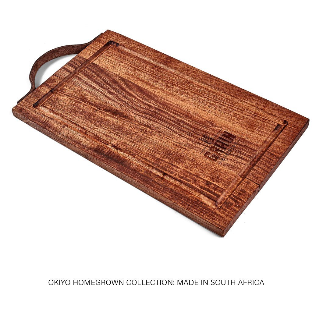 Okiyo Homegrown Large Hardwood Steak Board with Juice Groove - Brand your company Logo! Get a quote - Promo Lingo