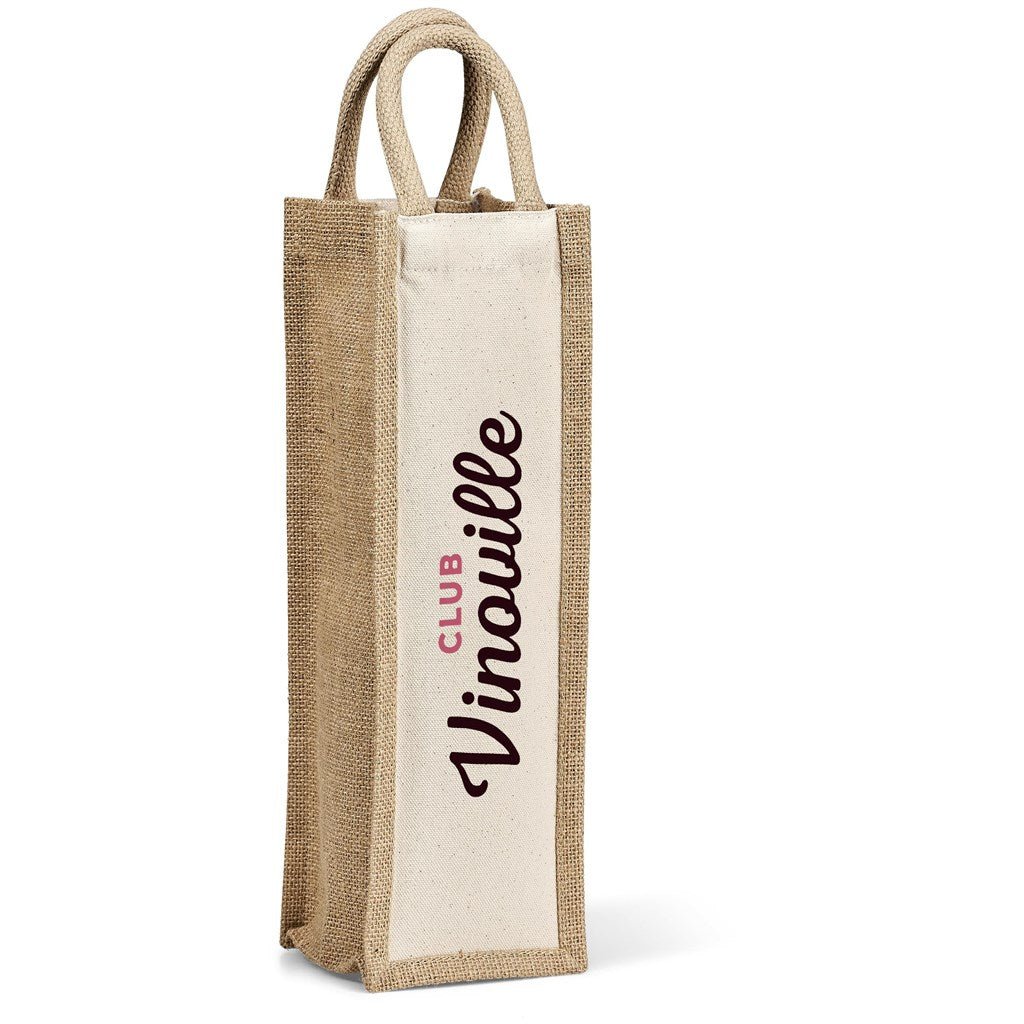 Okiyo Inshu Jute & Cotton Wine Tote – Stylish Gift Carrier - Brand your company Logo! Get a quote - Promo Lingo