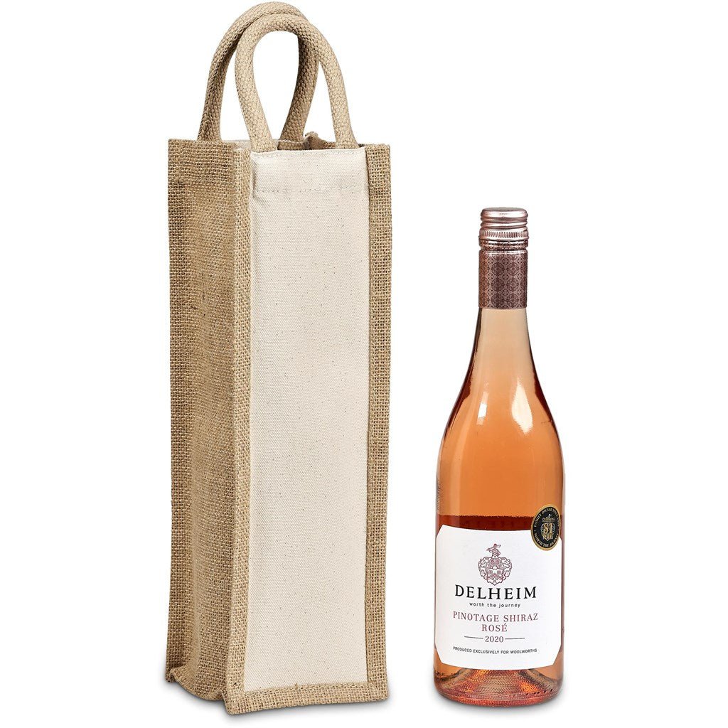 Okiyo Inshu Jute & Cotton Wine Tote – Stylish Gift Carrier - Brand your company Logo! Get a quote - Promo Lingo