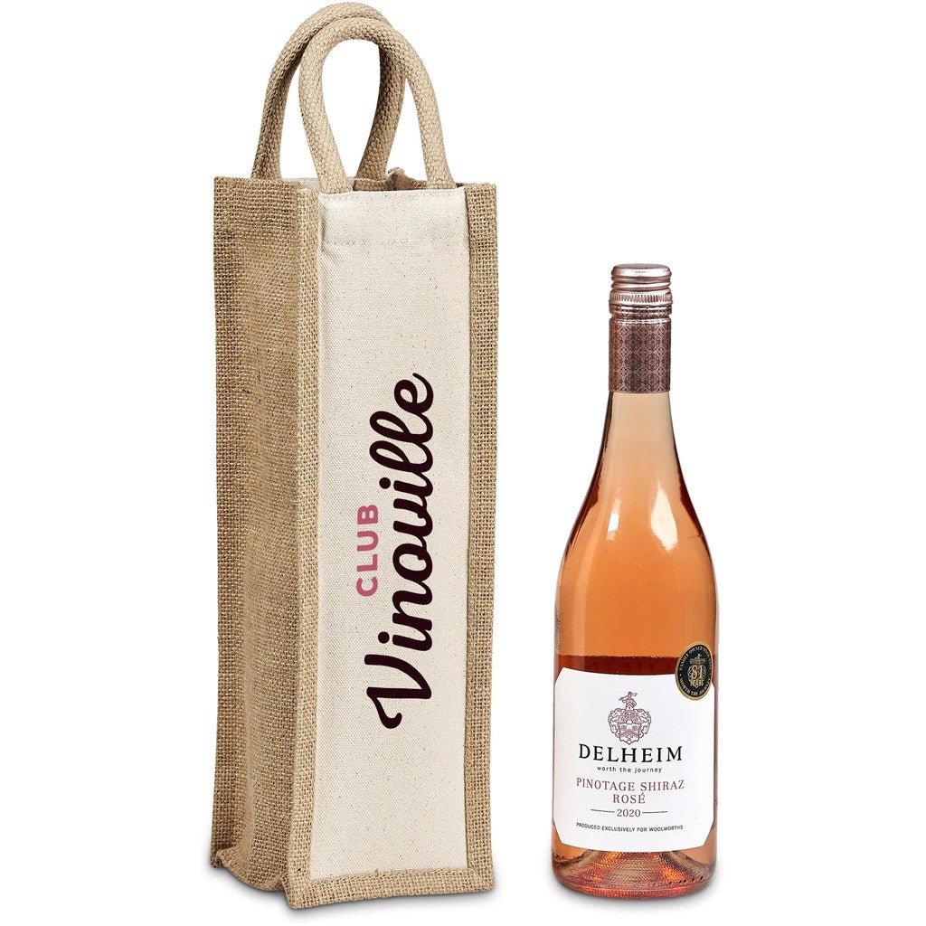 Okiyo Inshu Jute & Cotton Wine Tote – Stylish Gift Carrier - Brand your company Logo! Get a quote - Promo Lingo