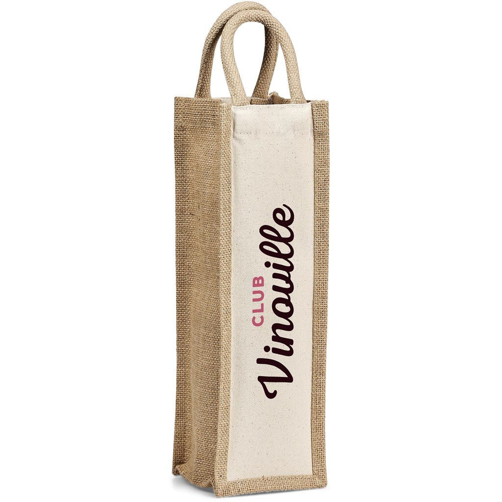 Okiyo Inshu Jute & Cotton Wine Tote – Stylish Gift Carrier - Brand your company Logo! Get a quote - Promo Lingo