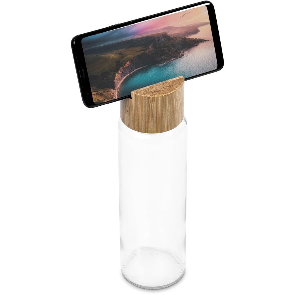 Okiyo Kenko Phone Stand Glass Water Bottle 700ml Design - Brand your company Logo! Get a quote - Promo Lingo