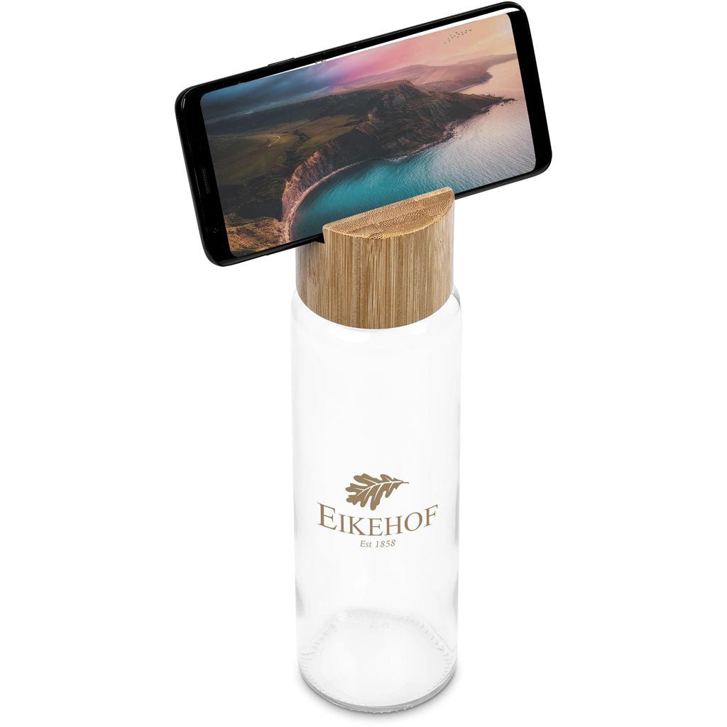 Okiyo Kenko Phone Stand Glass Water Bottle 700ml Design - Brand your company Logo! Get a quote - Promo Lingo