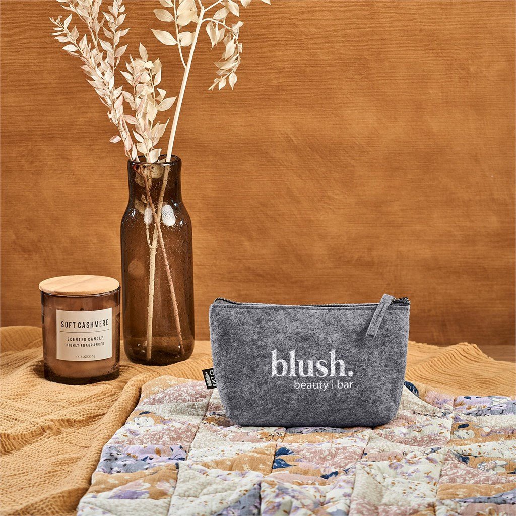 Okiyo Kesho Recycled PET Felt Mini Cosmetic Bag Eco - Friendly - Brand your company Logo! Get a quote - Promo Lingo