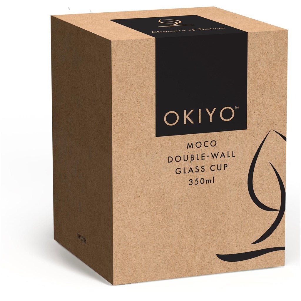 Okiyo Moco Glass & Bamboo Double - Wall Cup - 350ml Stylish - Brand your company Logo! Get a quote - Promo Lingo