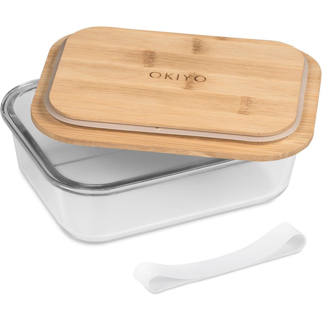 Okiyo Moshi Glass & Bamboo Lunch Box with Secure Seal - Brand your company Logo! Get a quote - Promo Lingo