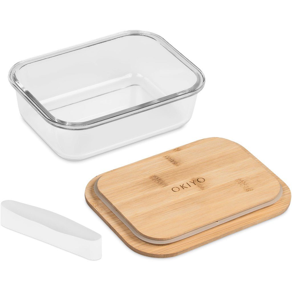 Okiyo Moshi Glass & Bamboo Lunch Box with Secure Seal - Brand your company Logo! Get a quote - Promo Lingo