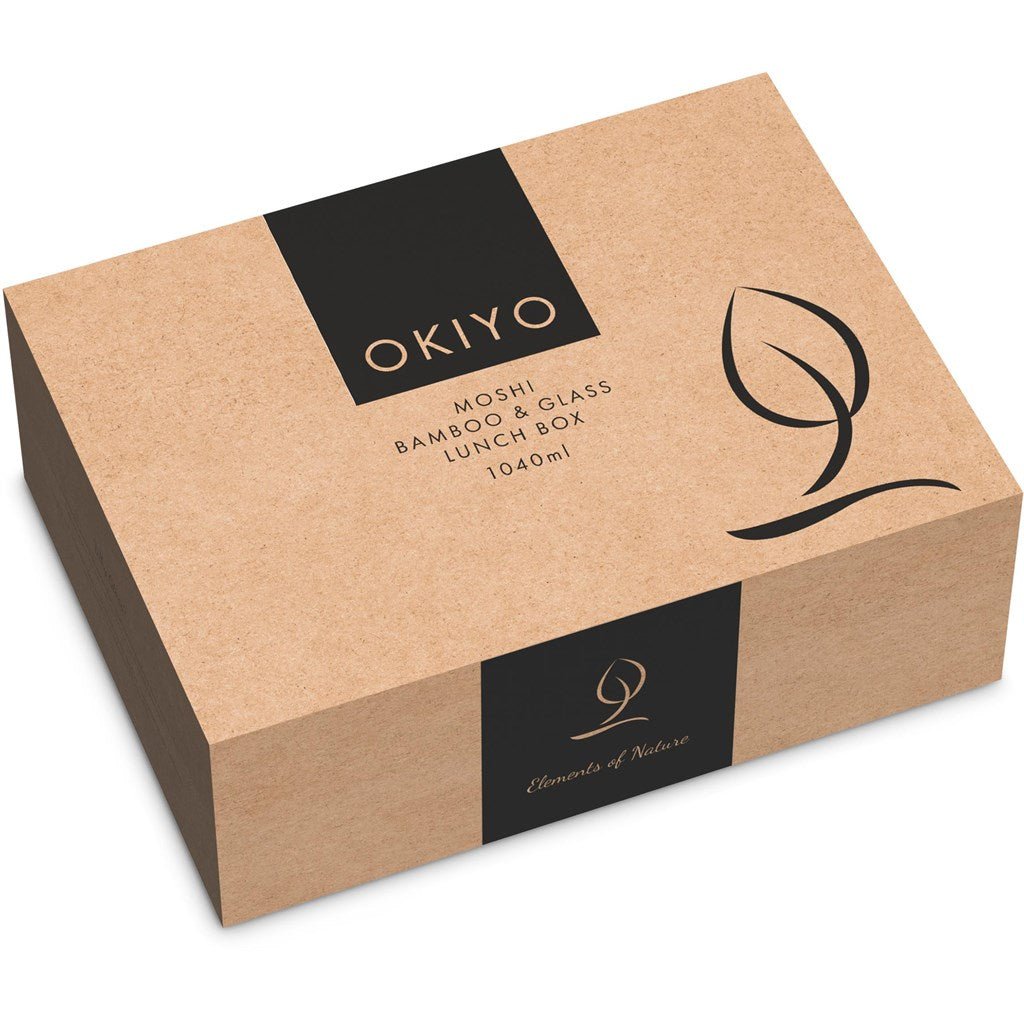 Okiyo Moshi Glass & Bamboo Lunch Box with Secure Seal - Brand your company Logo! Get a quote - Promo Lingo
