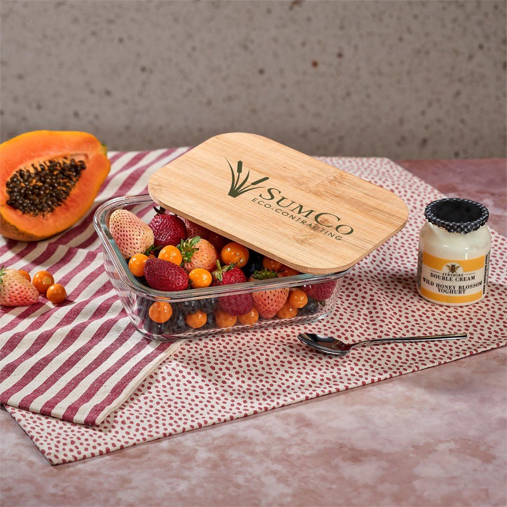 Okiyo Moshi Glass & Bamboo Lunch Box with Secure Seal - Brand your company Logo! Get a quote - Promo Lingo