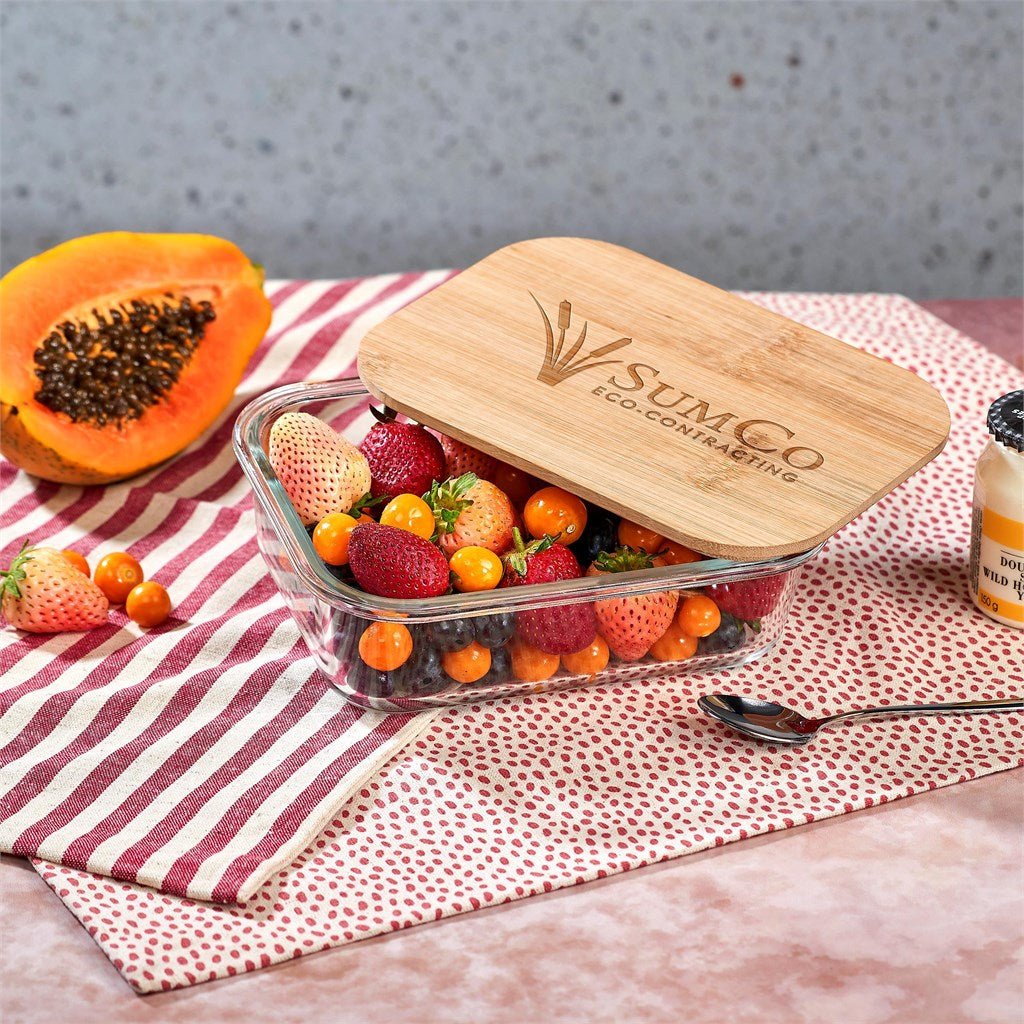 Okiyo Moshi Glass & Bamboo Lunch Box with Secure Seal - Brand your company Logo! Get a quote - Promo Lingo