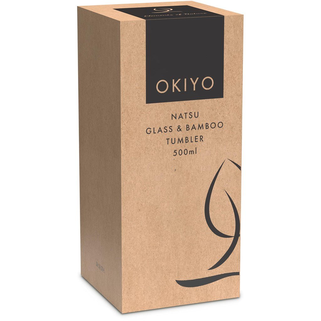 Okiyo Natsu Glass & Bamboo Tumbler & Straw - 500ml Eco Chic - Brand your company Logo! Get a quote - Promo Lingo