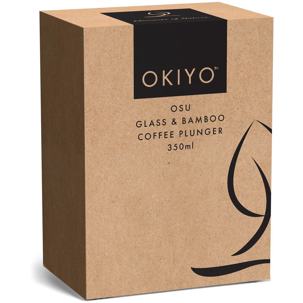 Okiyo Osu Glass & Bamboo Coffee Plunger - 350ml Brew - Brand your company Logo! Get a quote - Promo Lingo
