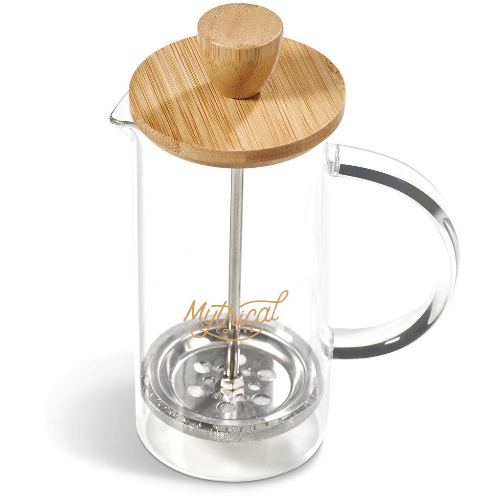 Okiyo Osu Glass & Bamboo Coffee Plunger - 350ml Brew - Brand your company Logo! Get a quote - Promo Lingo