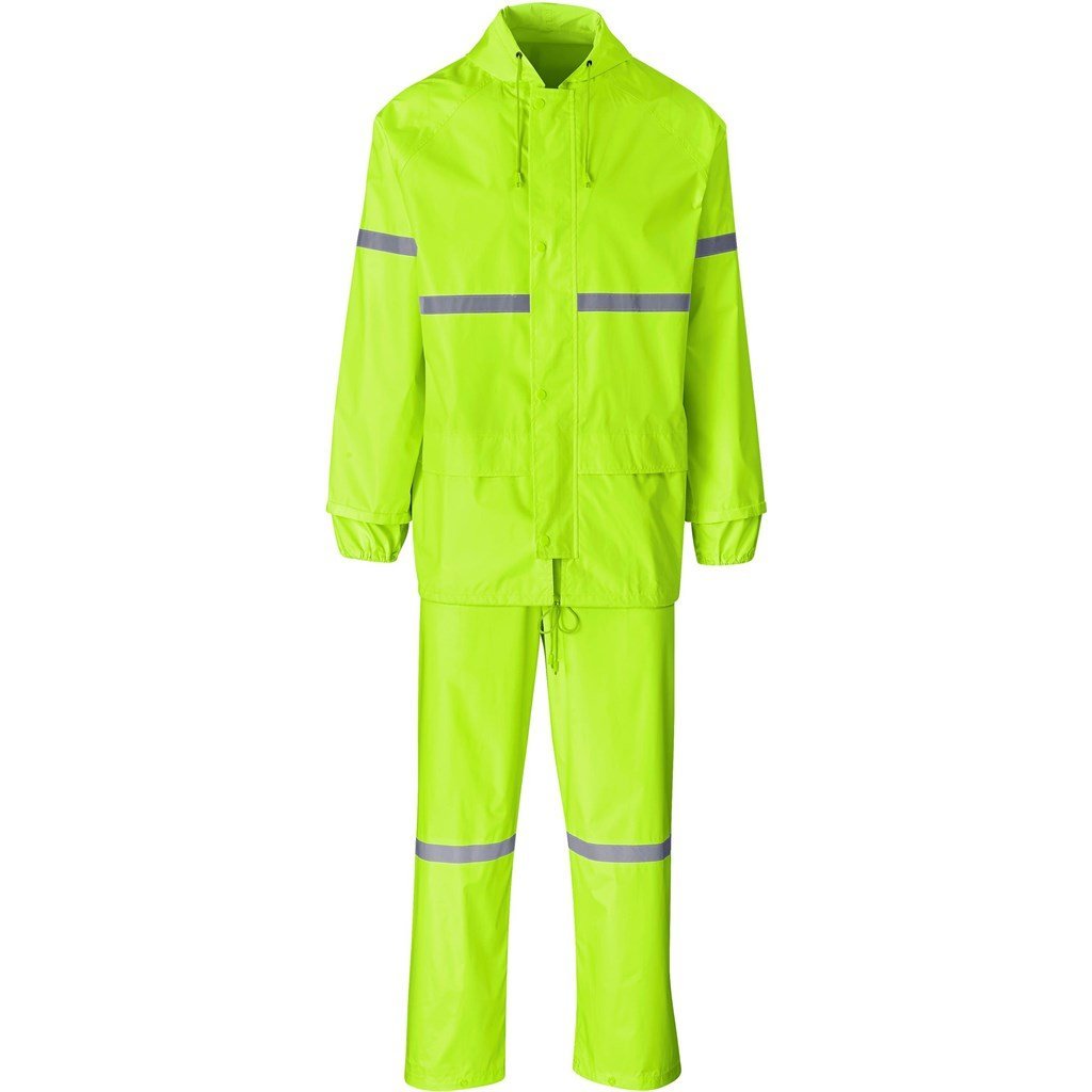 Outdoor Hi - Viz Reflective Polyester/PVC Rainsuit - Lime - Brand your company Logo! Get a quote - Promo Lingo
