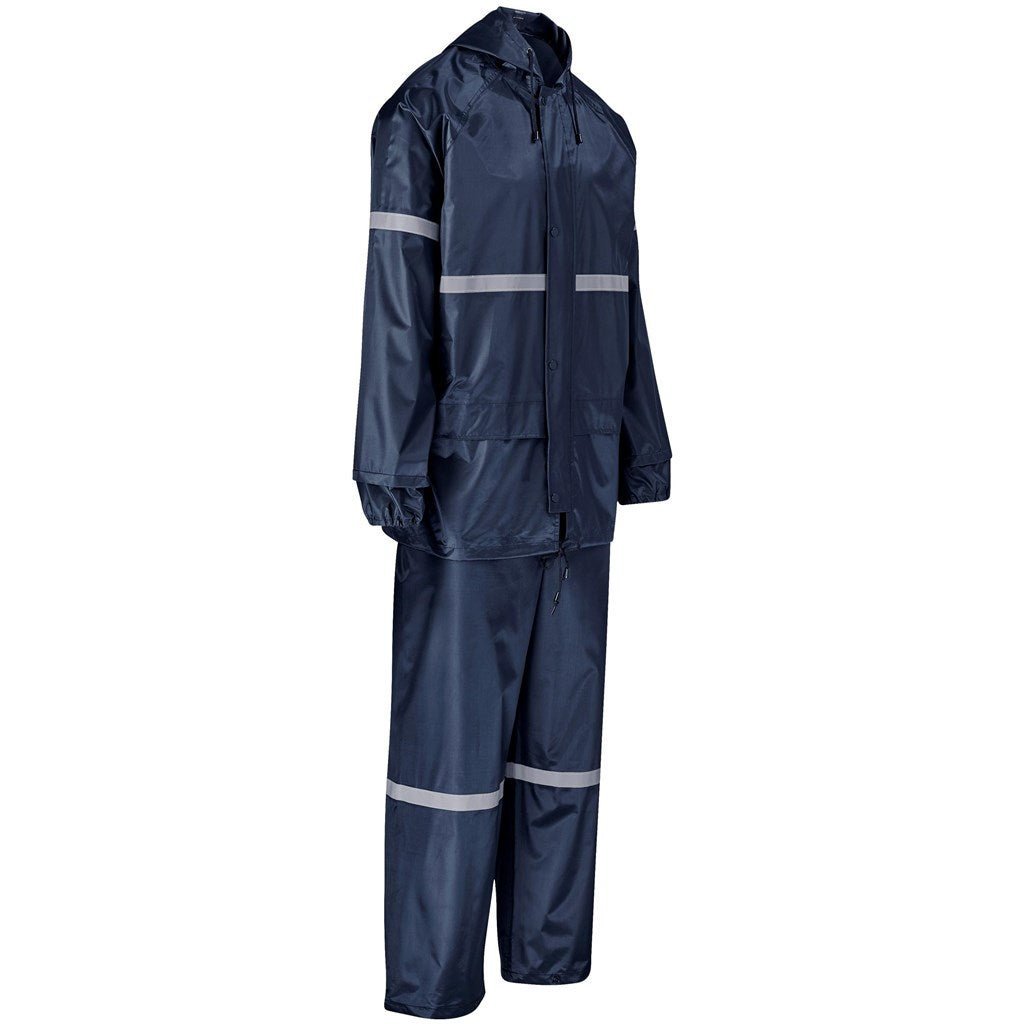 Outdoor Hi - Viz Reflective Polyester/PVC Rainsuit - Navy - Brand your company Logo! Get a quote - Promo Lingo