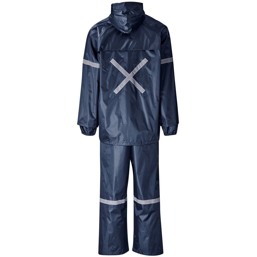 Outdoor Hi - Viz Reflective Polyester/PVC Rainsuit - Navy - Brand your company Logo! Get a quote - Promo Lingo