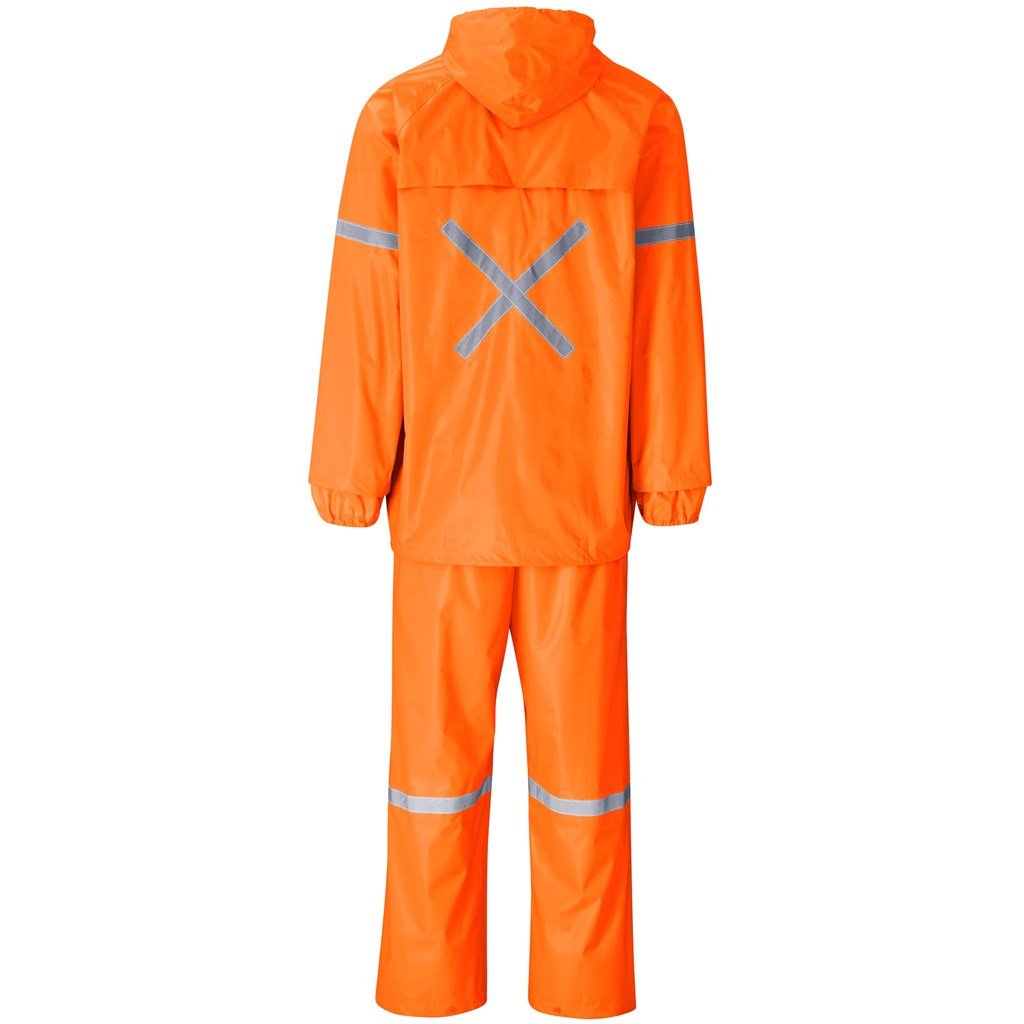 Outdoor Hi - Viz Reflective Polyester/PVC Rainsuit - Orange - Brand your company Logo! Get a quote - Promo Lingo