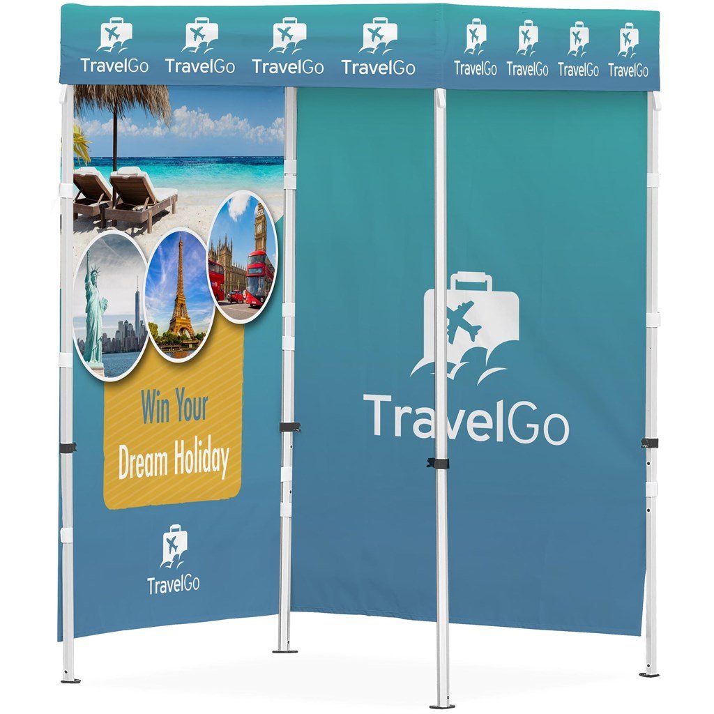 Ovation Sublimated Gazebo 1.5m X 1.5m - 2 Full - Wall Skins - Brand your company Logo! Get a quote - Promo Lingo