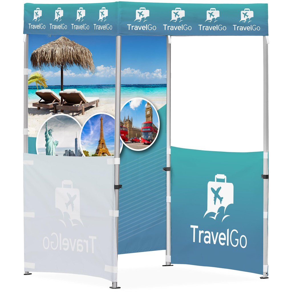 Ovation Sublimated Gazebo 1.5m X 1.5m - 2 Half - Wall Skins - 1 Full - Wall Skin - Brand your company Logo! Get a quote - Promo Lingo