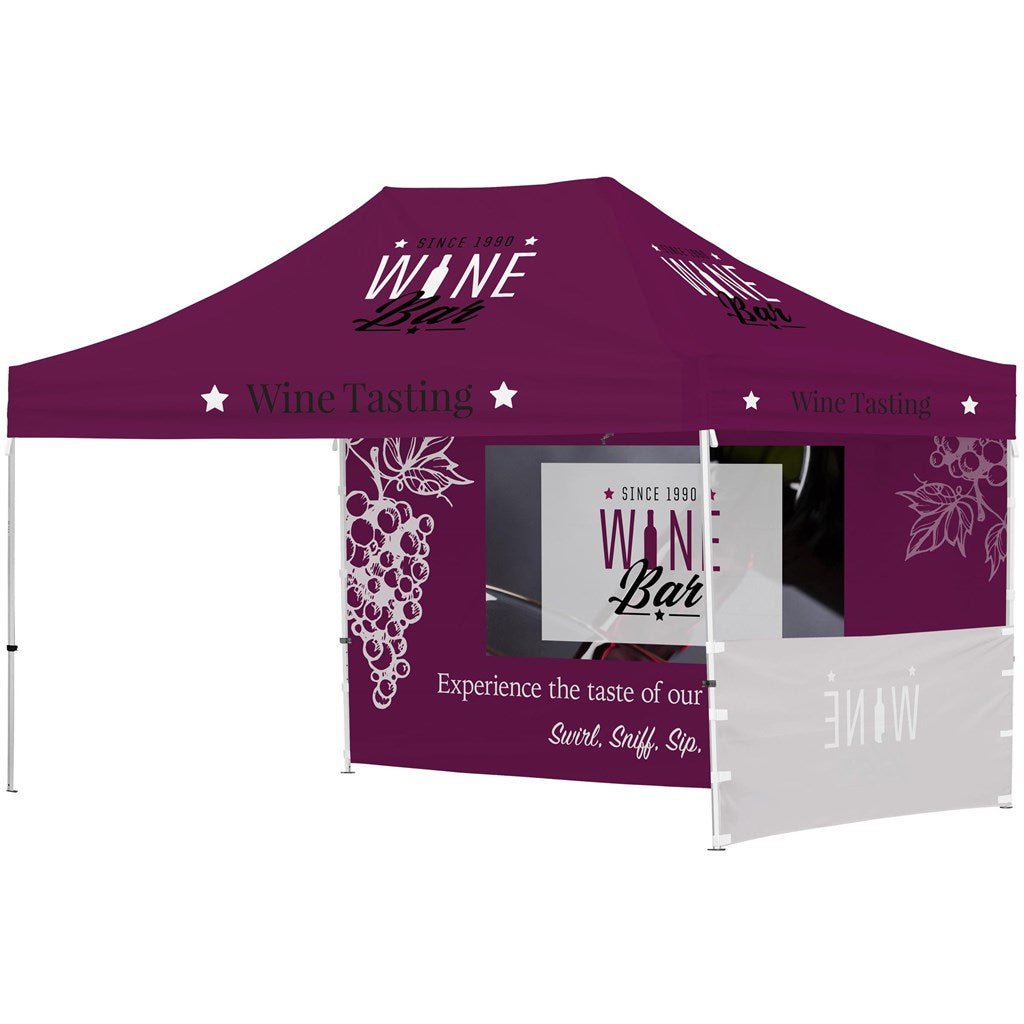 Ovation Sublimated Gazebo 4.5m X 3m - 1 Short Half - Wall Skin - 1 Long Full - Wall Skin 4.5m x 3m Sublimated Gazebos - Get the best branded items from - Promo Lingo