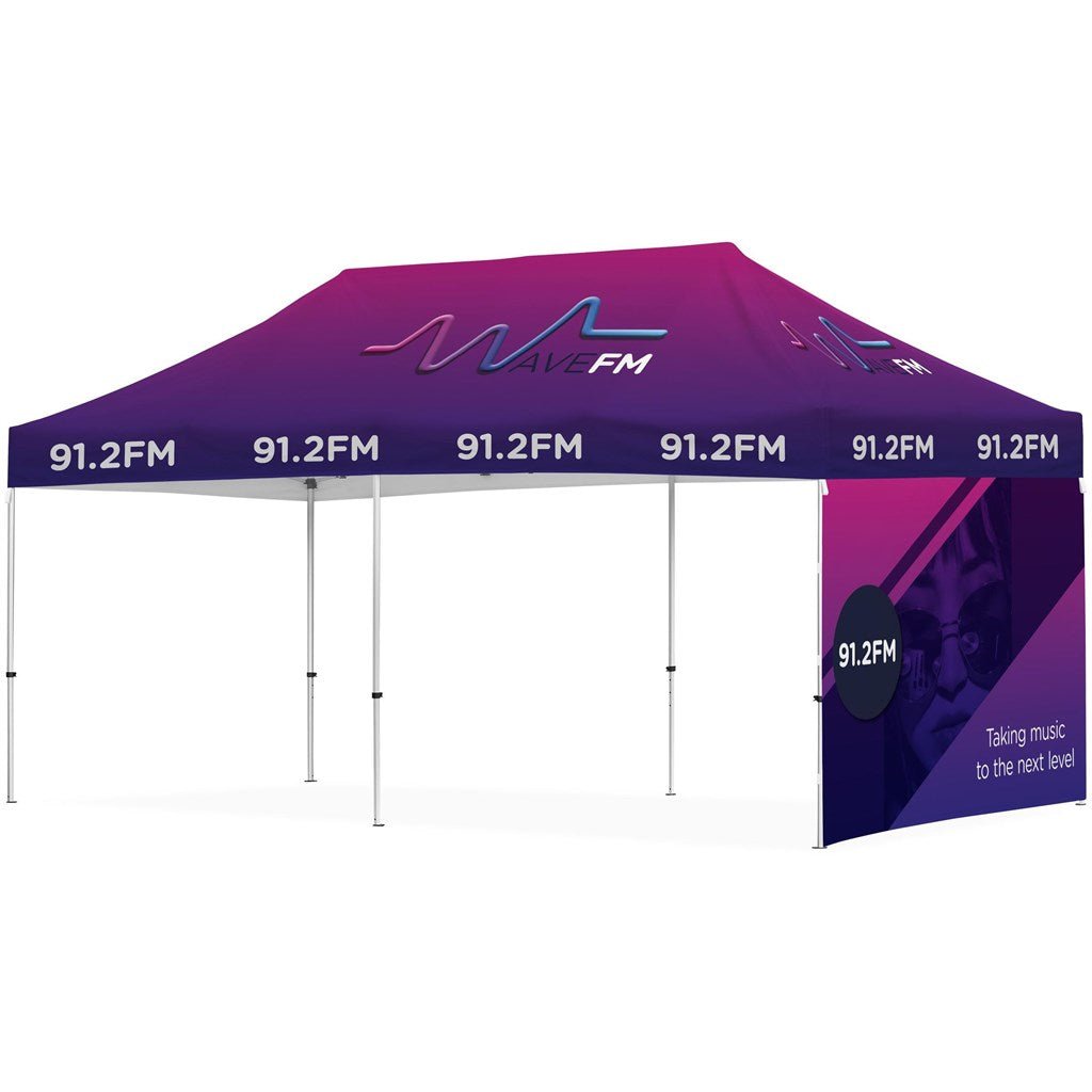 Ovation Sublimated Gazebo 6m X 3m - 1 Short Full - Wall Skin - Brand your company Logo! Get a quote - Promo Lingo