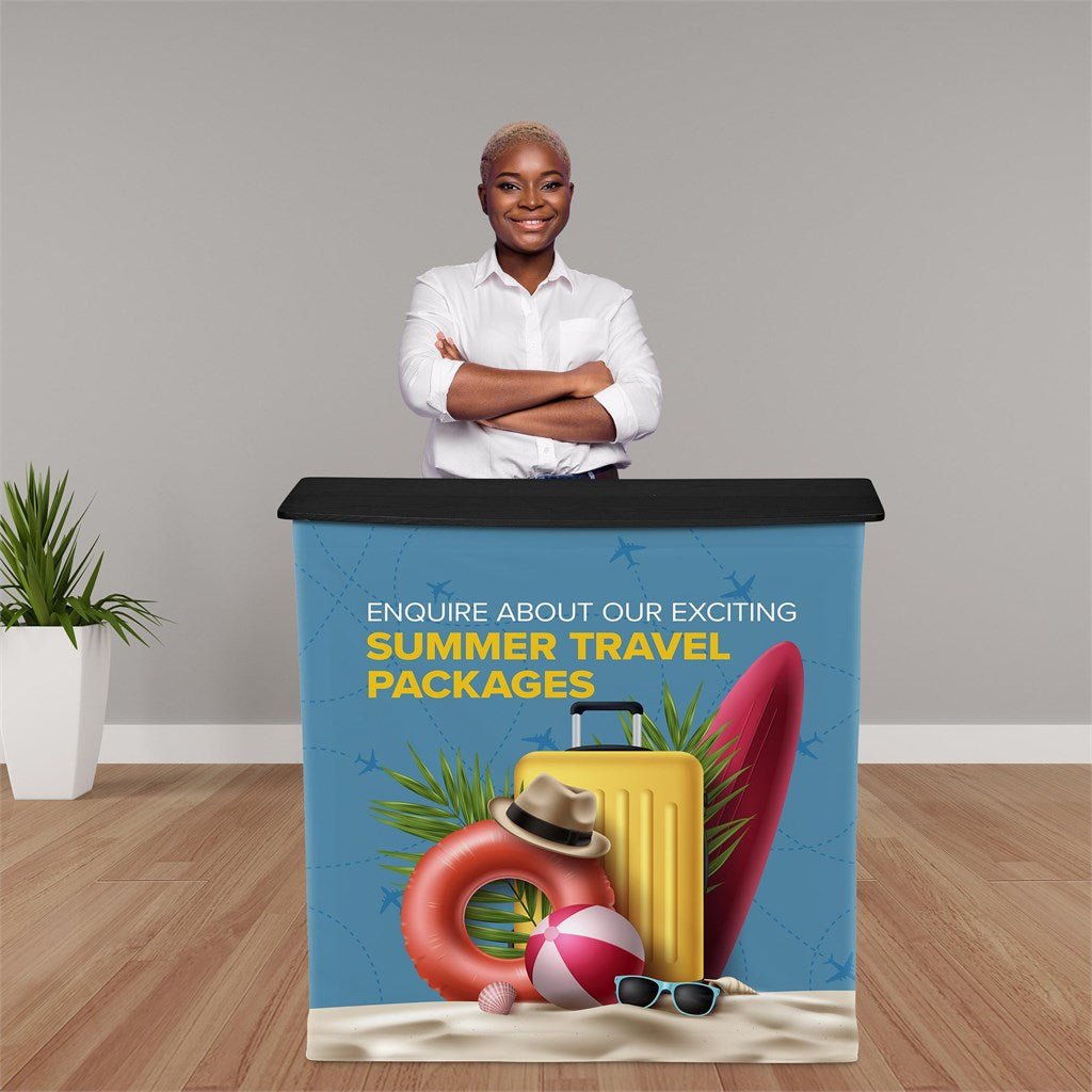 Pop Up Fabric Counter - Brand your company Logo! Get a quote - Promo Lingo