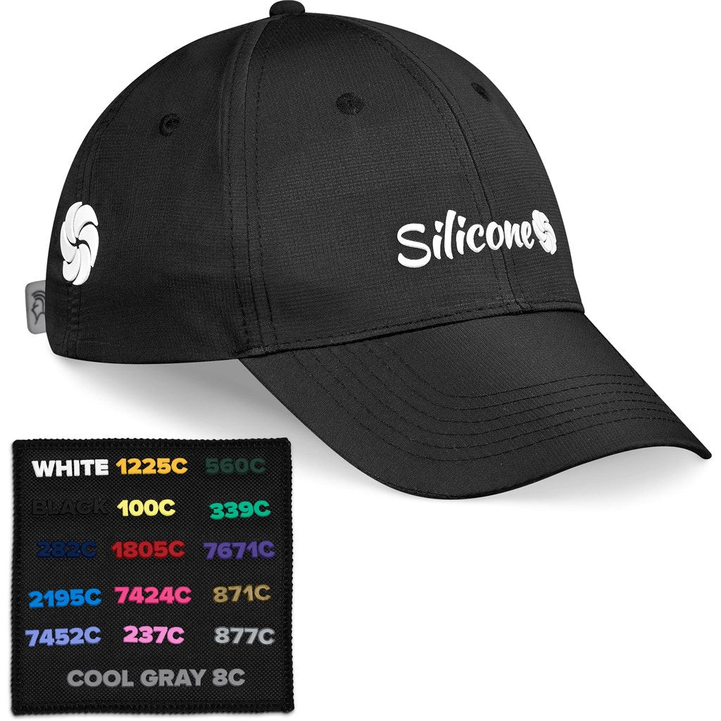 Pre - Branded Performance Cap Showcasing Silicone Branding - Brand your company Logo! Get a quote - Promo Lingo