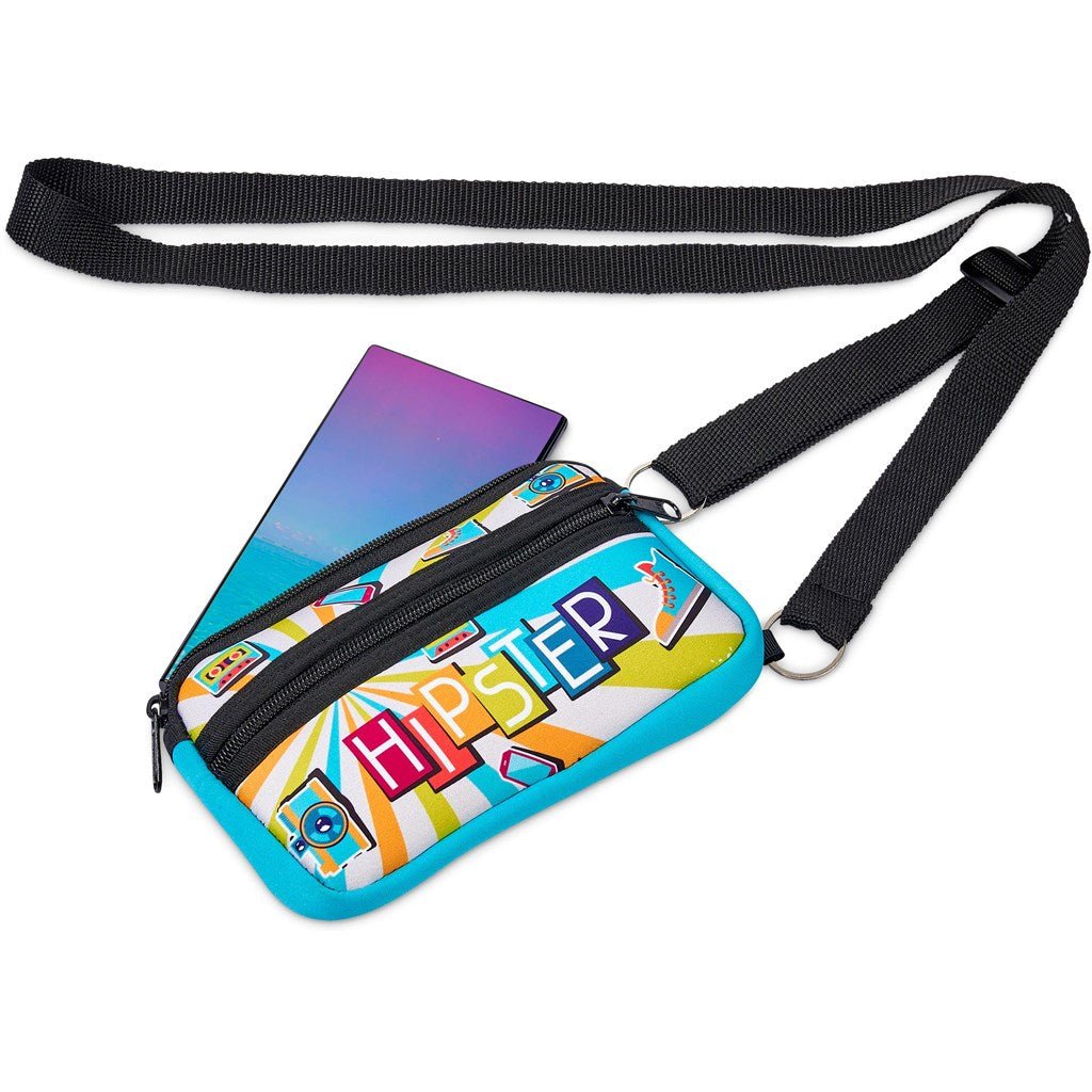 Pre - Printed Sample Hoppla Paarl Neoprene Cell Phone Pouch - Brand your company Logo! Get a quote - Promo Lingo