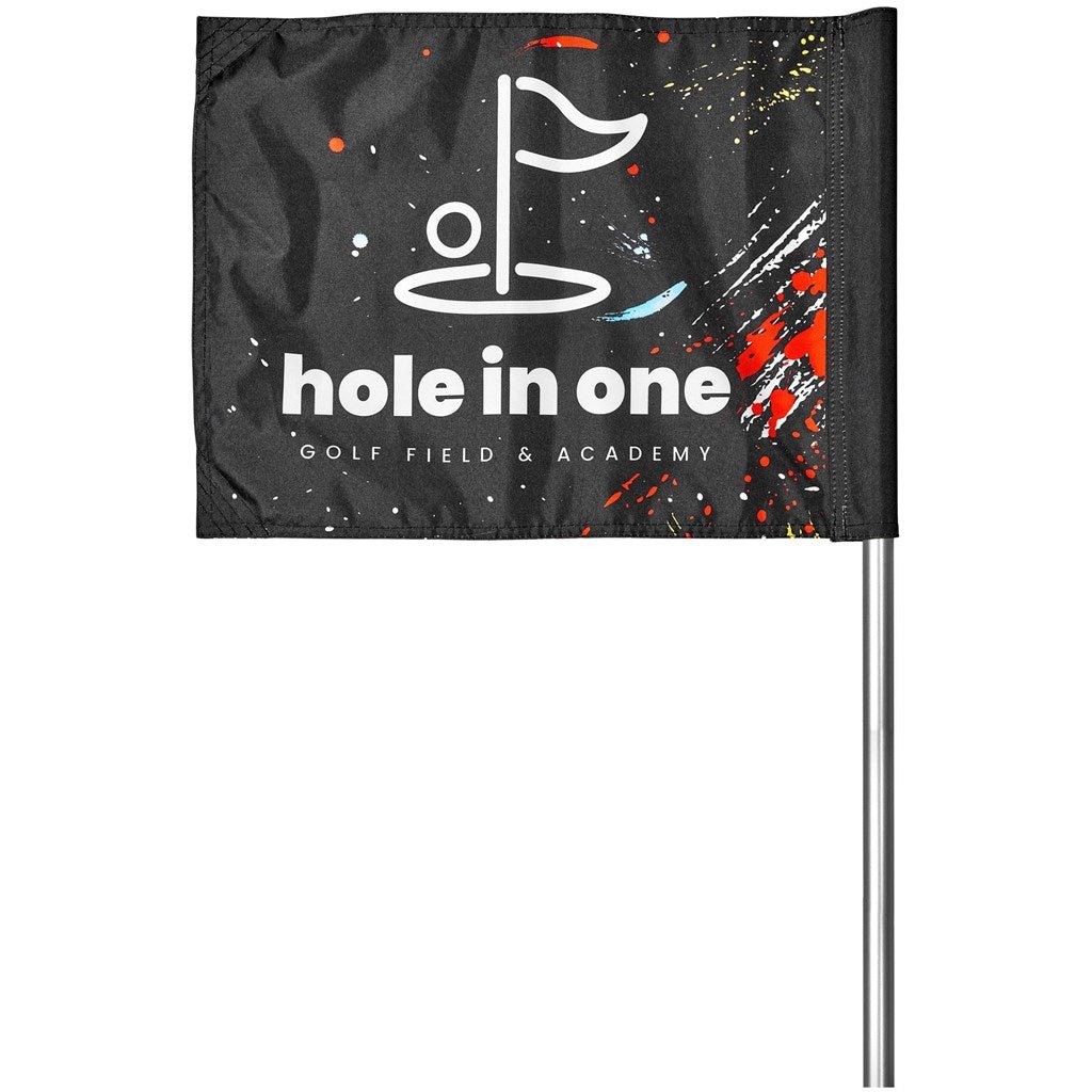 Pre - Printed Sample Hoppla Tournament Golf Flag - Brand your company Logo! Get a quote - Promo Lingo