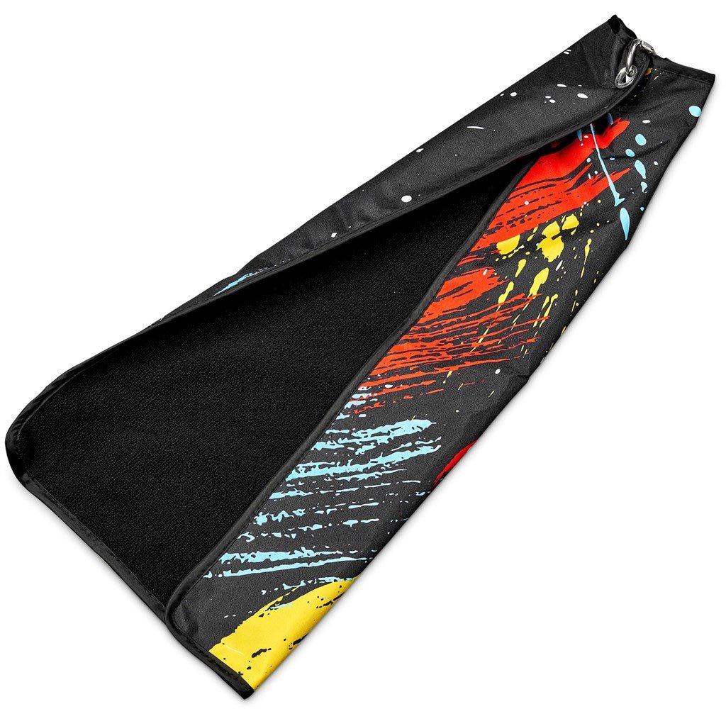 Pre - Printed Sample Hoppla Xander Golf Towel - Brand your company Logo! Get a quote - Promo Lingo