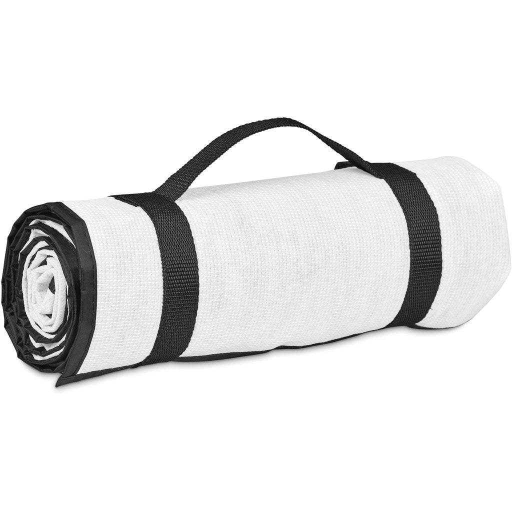Pre - Production Sample Hoppla Ivory Recycled PET Picnic Mat - Brand your company Logo! Get a quote - Promo Lingo