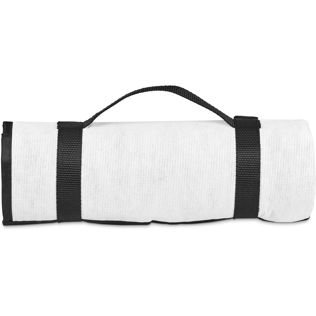 Pre - Production Sample Hoppla Ivory Recycled PET Picnic Mat - Brand your company Logo! Get a quote - Promo Lingo