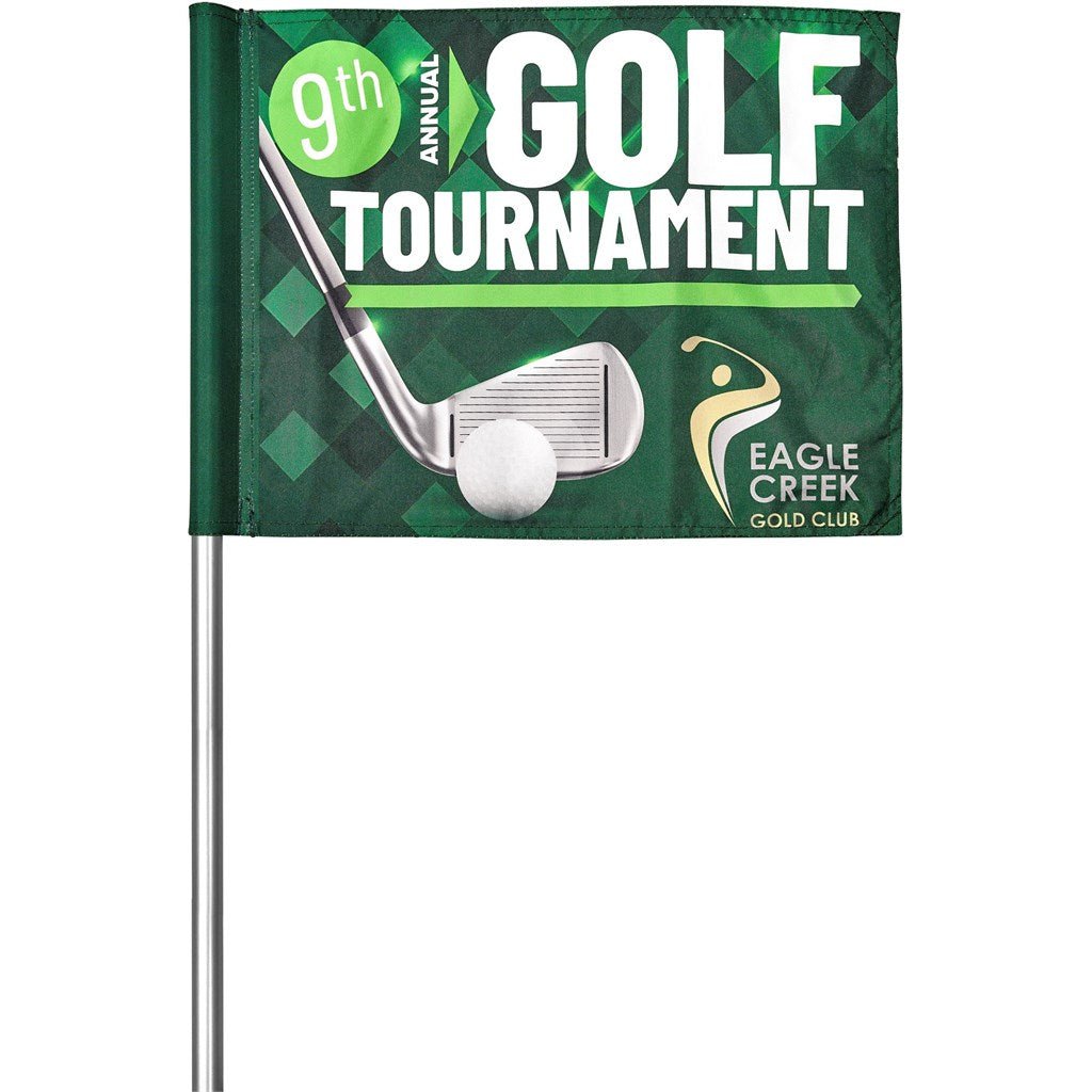 Pre - Production Sample Hoppla Tournament Golf Flag - Brand your company Logo! Get a quote - Promo Lingo