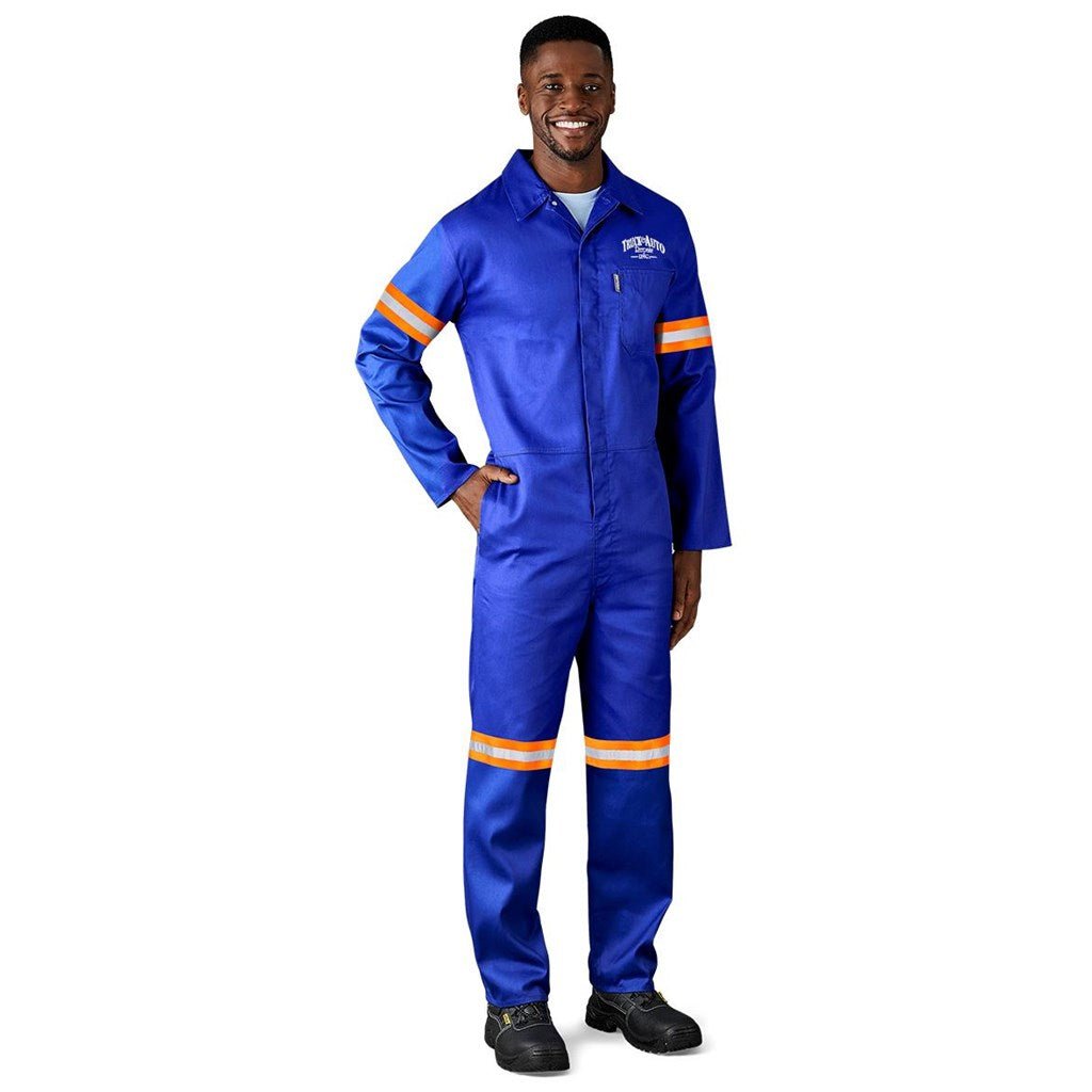 Safety Polycotton Boiler Suit - Reflective Arms Legs & Back - Orange Tape - Brand your company Logo! Get a quote - Promo Lingo