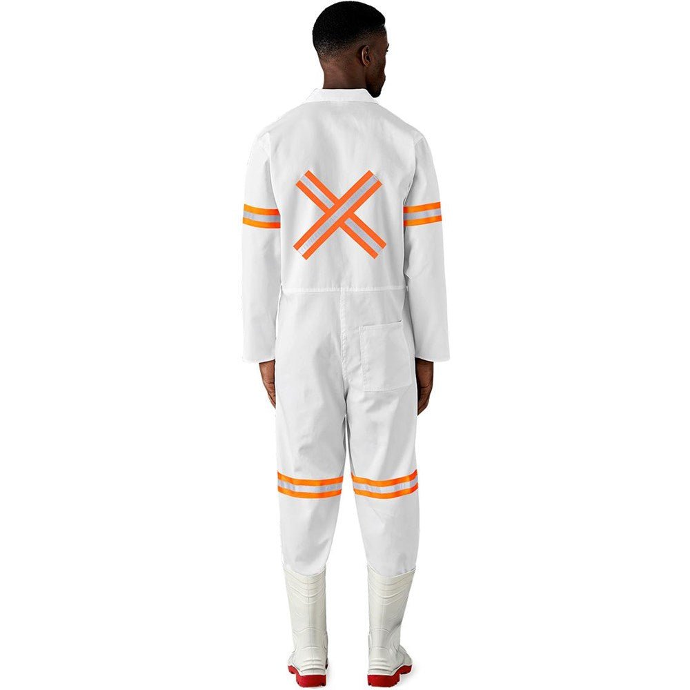 Safety Polycotton Boiler Suit - Reflective Arms Legs & Back - Orange Tape - Brand your company Logo! Get a quote - Promo Lingo
