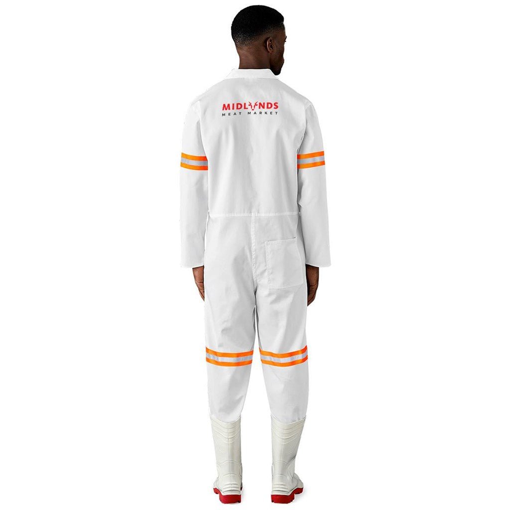 Safety Polycotton Boiler Suit - Reflective Arms & Legs - Orange Tape - Brand your company Logo! Get a quote - Promo Lingo