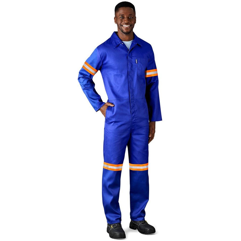 Safety Polycotton Boiler Suit - Reflective Arms & Legs - Orange Tape - Brand your company Logo! Get a quote - Promo Lingo