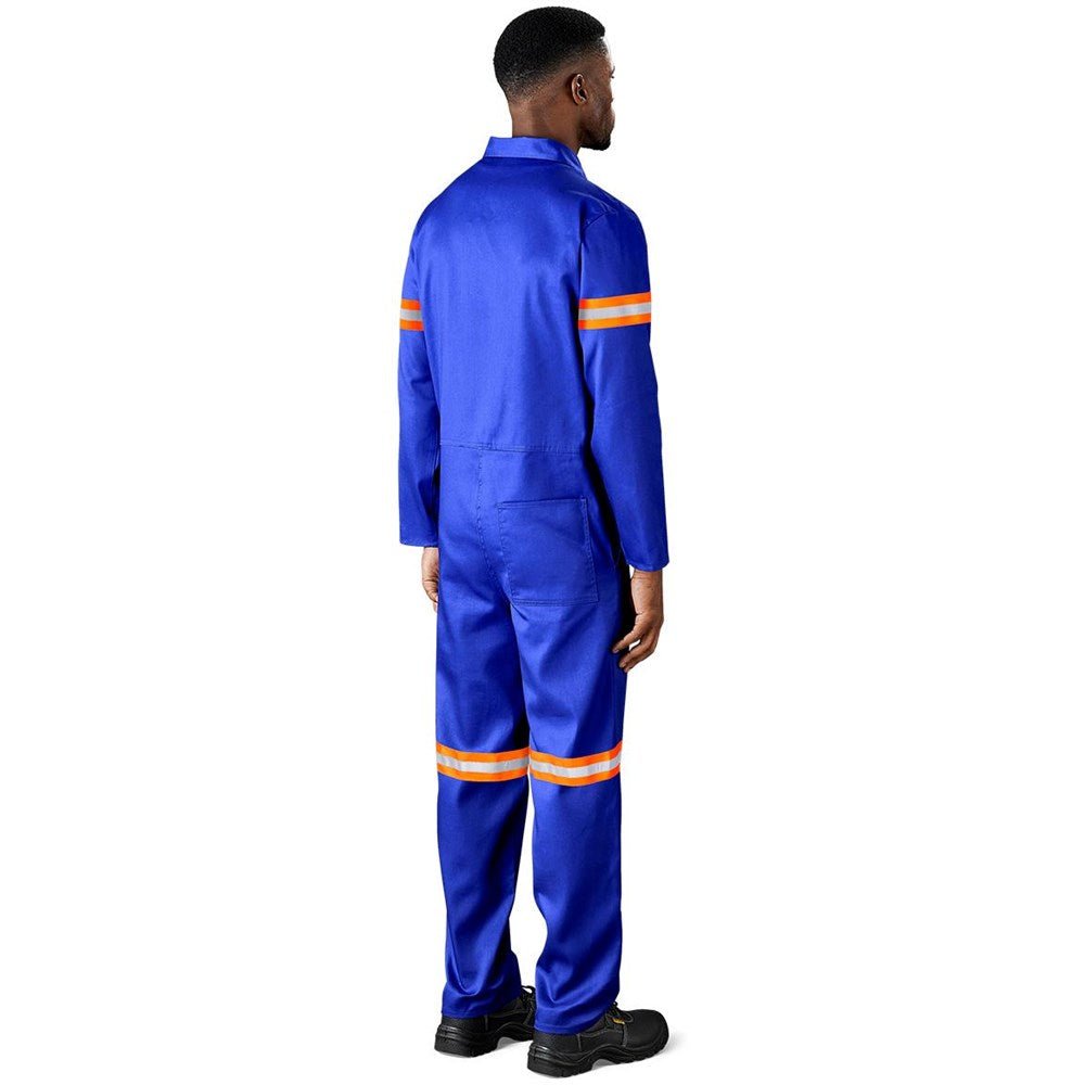 Safety Polycotton Boiler Suit - Reflective Arms & Legs - Orange Tape - Brand your company Logo! Get a quote - Promo Lingo