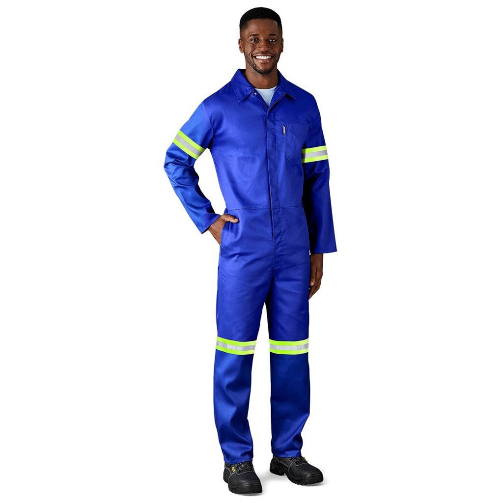 Safety Polycotton Boiler Suit - Reflective Arms & Legs - Yellow Tape - Brand your company Logo! Get a quote - Promo Lingo