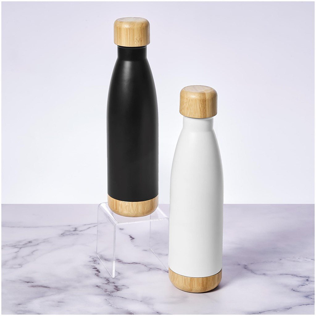 Serendipio Heritage Stainless Steel & Bamboo Vacuum Water Bottle – 500ml for Hot or Cold Drinks - Brand your company Logo! Get a quote - Promo Lingo