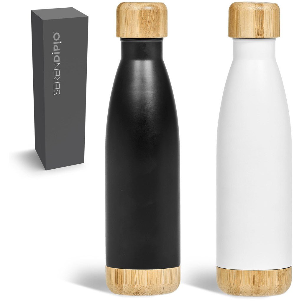 Serendipio Heritage Stainless Steel & Bamboo Vacuum Water Bottle – 500ml for Hot or Cold Drinks - Brand your company Logo! Get a quote - Promo Lingo