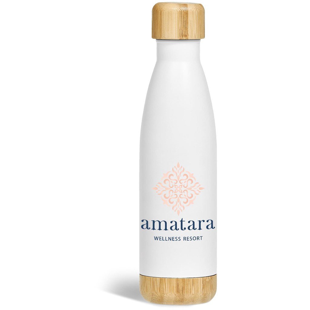 Serendipio Heritage Stainless Steel & Bamboo Vacuum Water Bottle – 500ml for Hot or Cold Drinks - Brand your company Logo! Get a quote - Promo Lingo