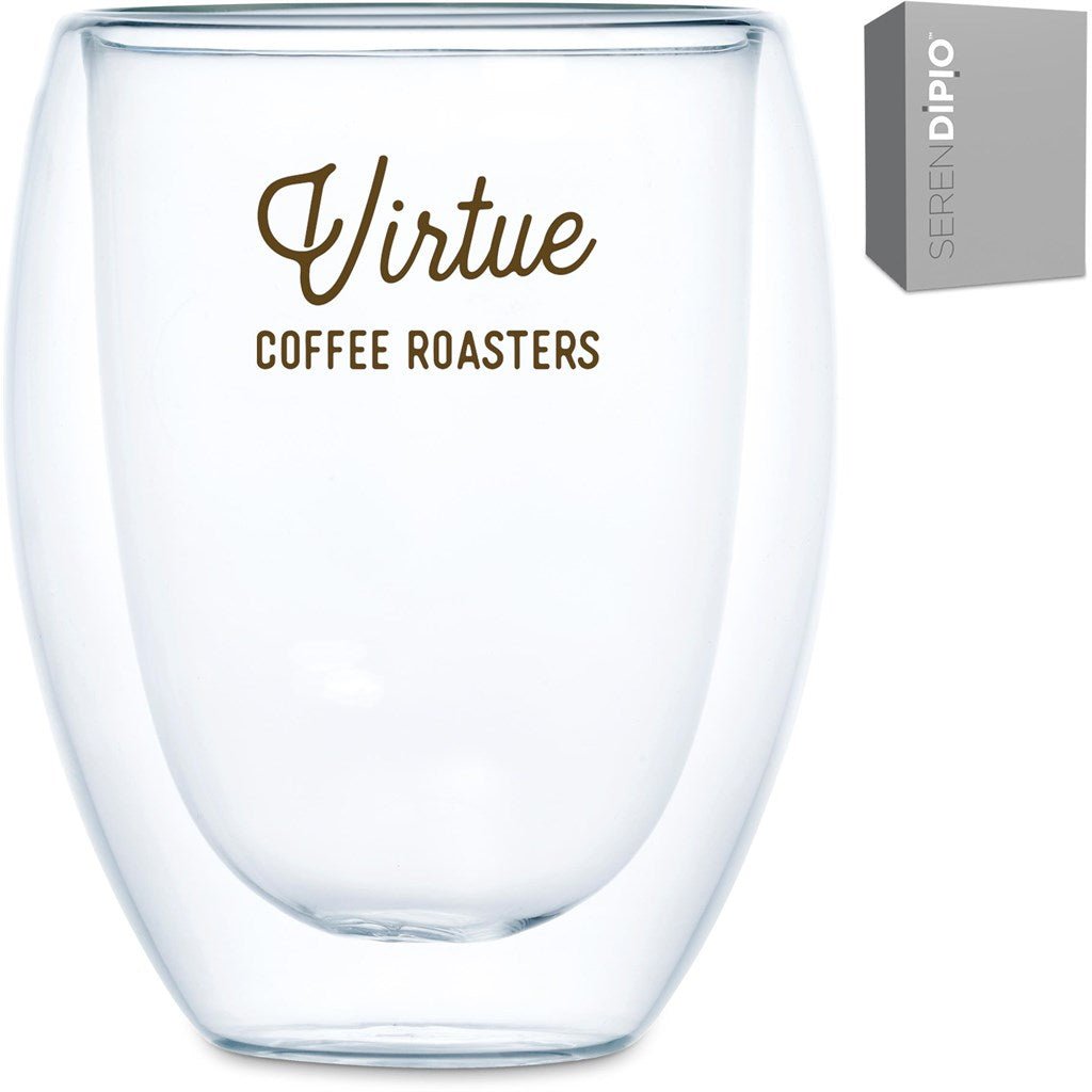 Serendipio Lorenzo Glass Double - Wall Cup - 350ml Elegant Design - Brand your company Logo! Get a quote - Promo Lingo