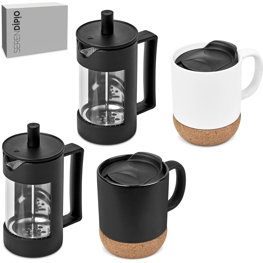 Serendipio Sienna Coffee Set with Cork Base and Lid - Brand your company Logo! Get a quote - Promo Lingo